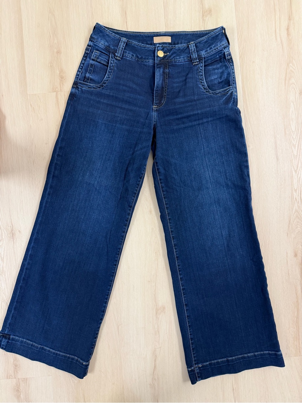 Kut from the Kloth Meg Dark Blue Wide Leg Jeans - Picture 2 of 9